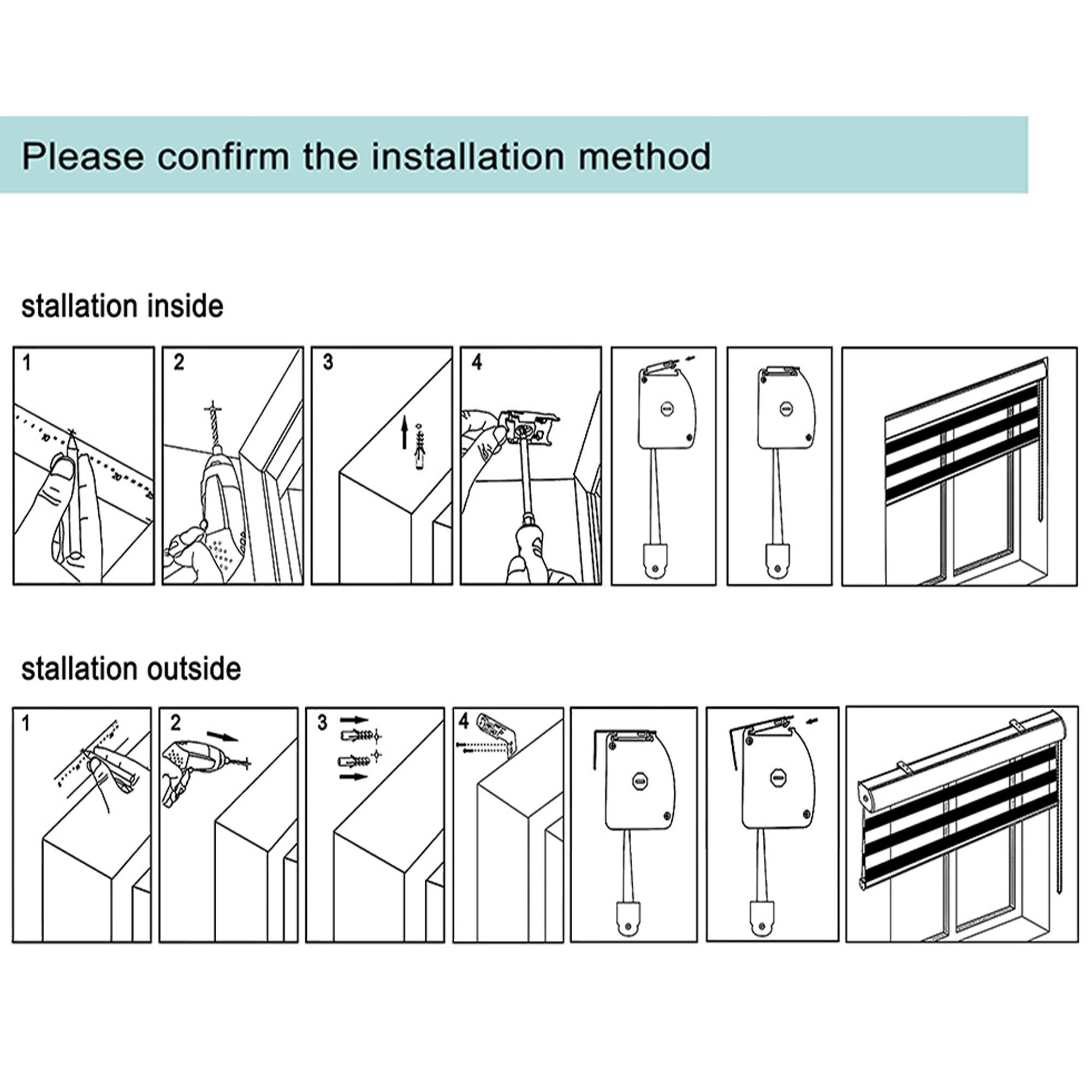 KALYSIE Zebra Roller Window Blinds, White Color, Blackout Roller Blinds Dual Layer Roller Shade Blinds
