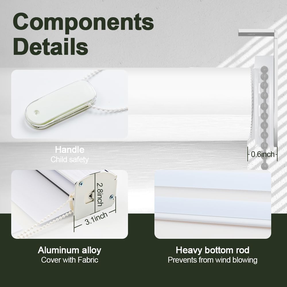 KALYSIE Zebra Blinds for Windows Shades, Roller Window Shades Light Filtering Sheer Window Treatments Privacy Light Control Day and Night