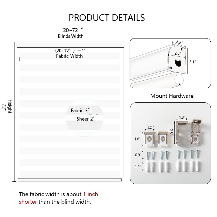 KALYSIE Zebra Blinds for Windows Shades, Roller Window Shades Light Filtering Sheer Window Treatments Privacy Light Control Day and Night