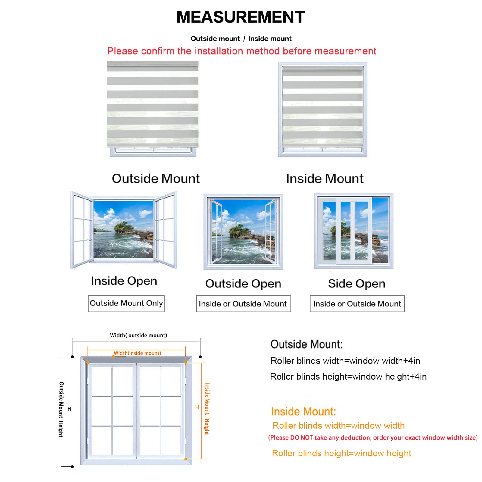 KALYSIE Zebra Roller Window Blinds,Custom Size and Color,Roller Blinds Dual Layer Roller Shade Blinds