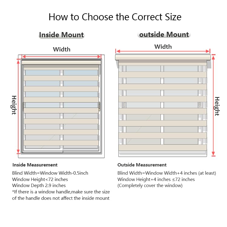 KALYSIE Zebra Blinds for Windows Shades, Roller Window Shades Light Filtering Sheer Window Treatments Privacy Light Control Day and Night
