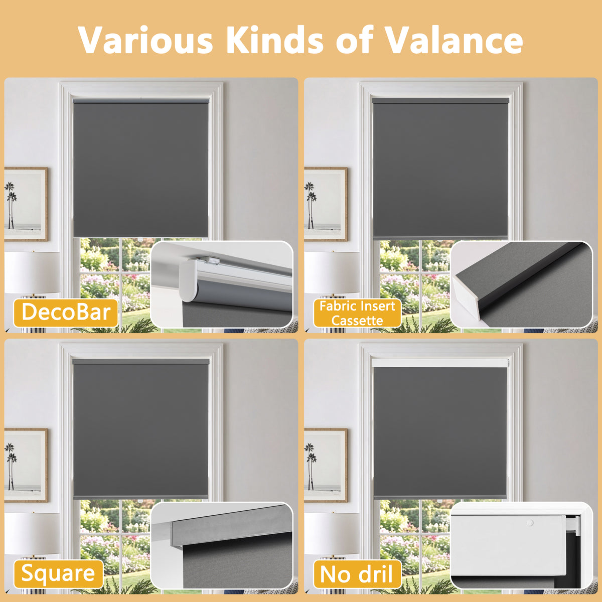 KALYSIE Cordless Roller Shades 100% Blackout Blinds for Windows and Doors, Pull Down Room Darkening Window Shades, White Color, Easy to Install for Home and Office.