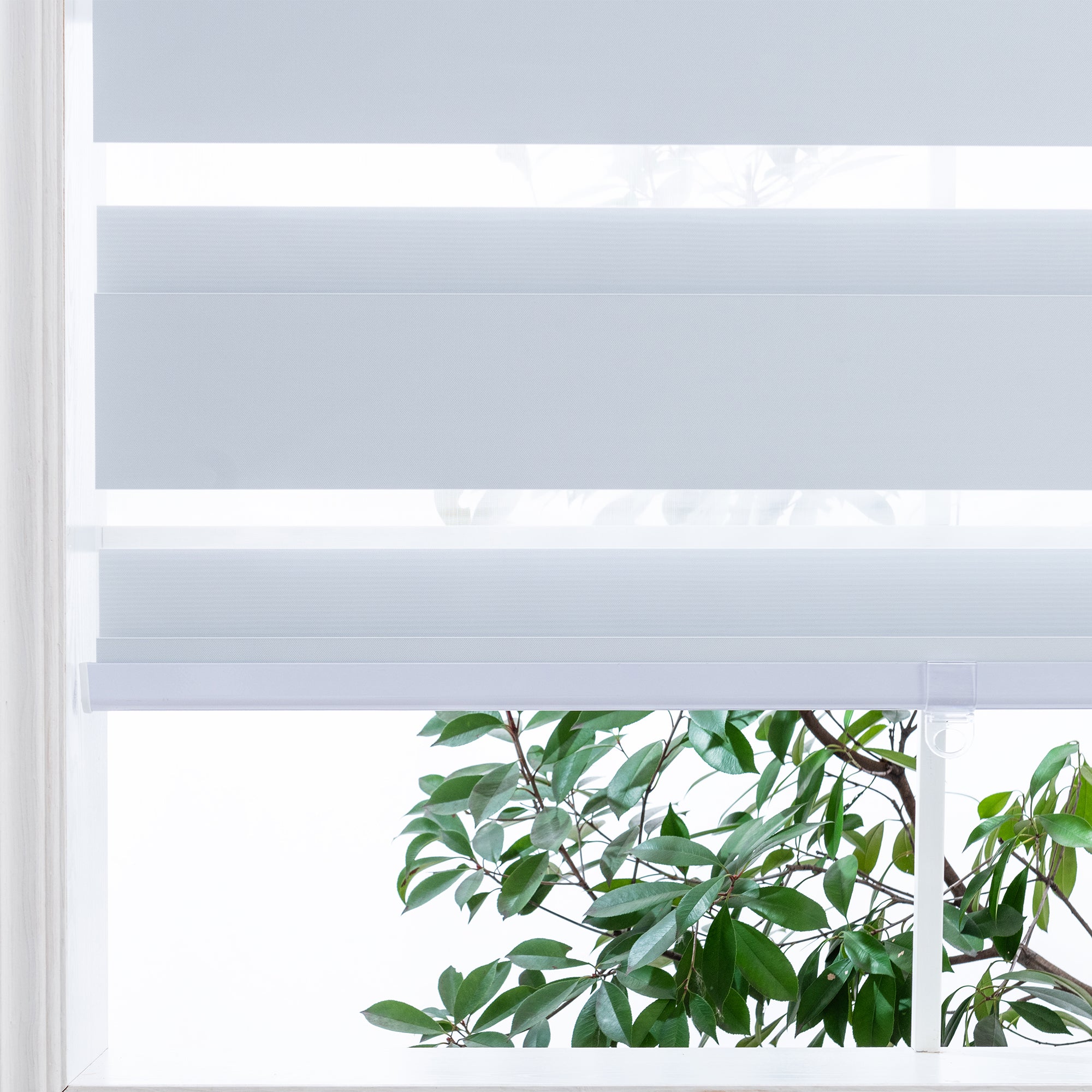 KALYSIE Zebra Roller Window Blinds, White Color, Blackout Roller Blinds Dual Layer Roller Shade Blinds