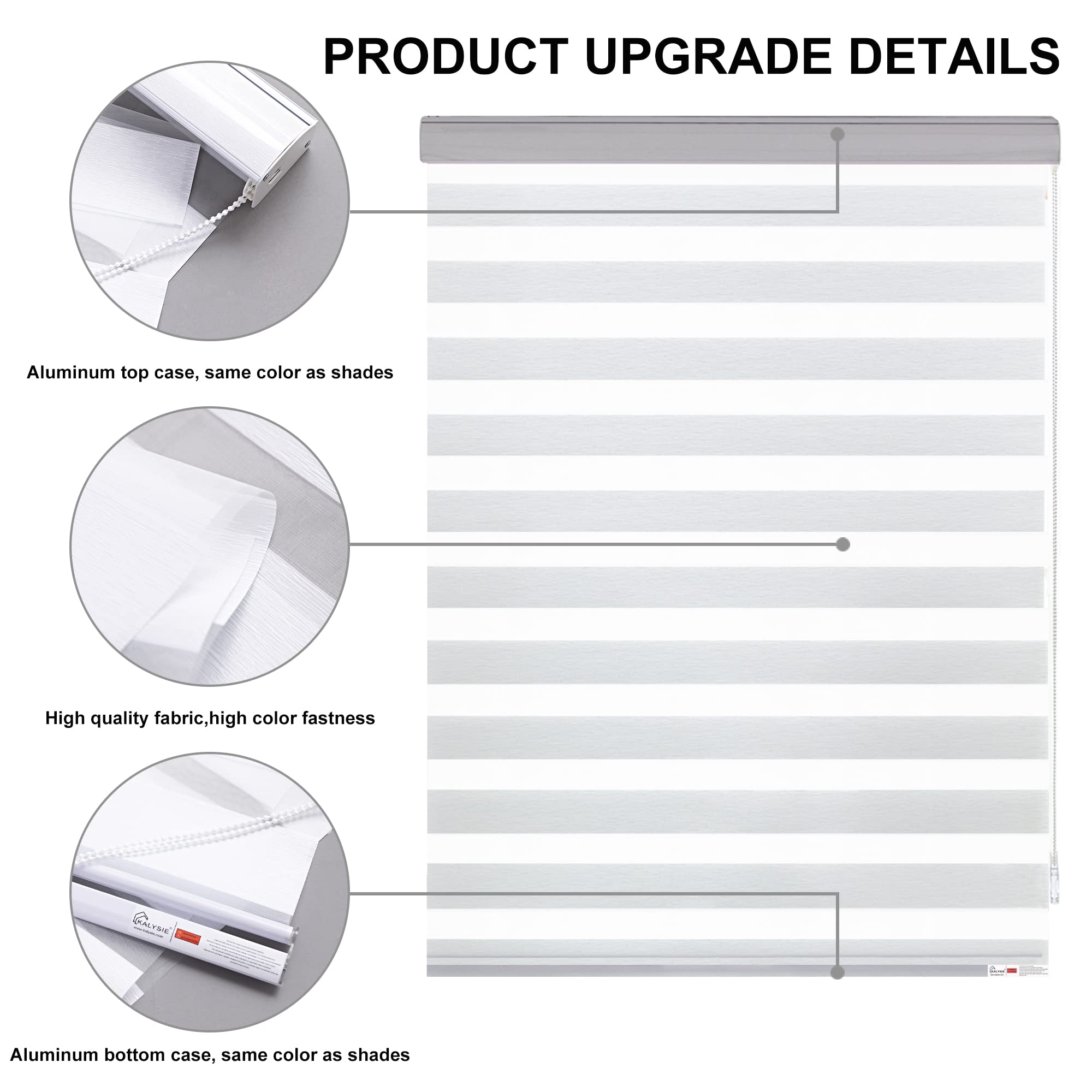 KALYSIE Zebra Roller Window Blinds,Custom Size and Color,Roller Blinds Dual Layer Roller Shade Blinds